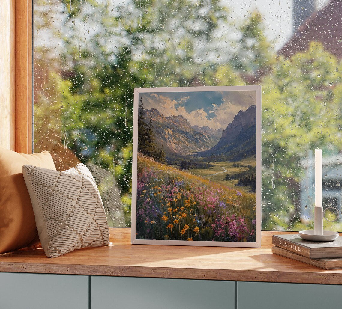 Alpine Valley In Spring Art Print, Mountain Landscape - Image 2