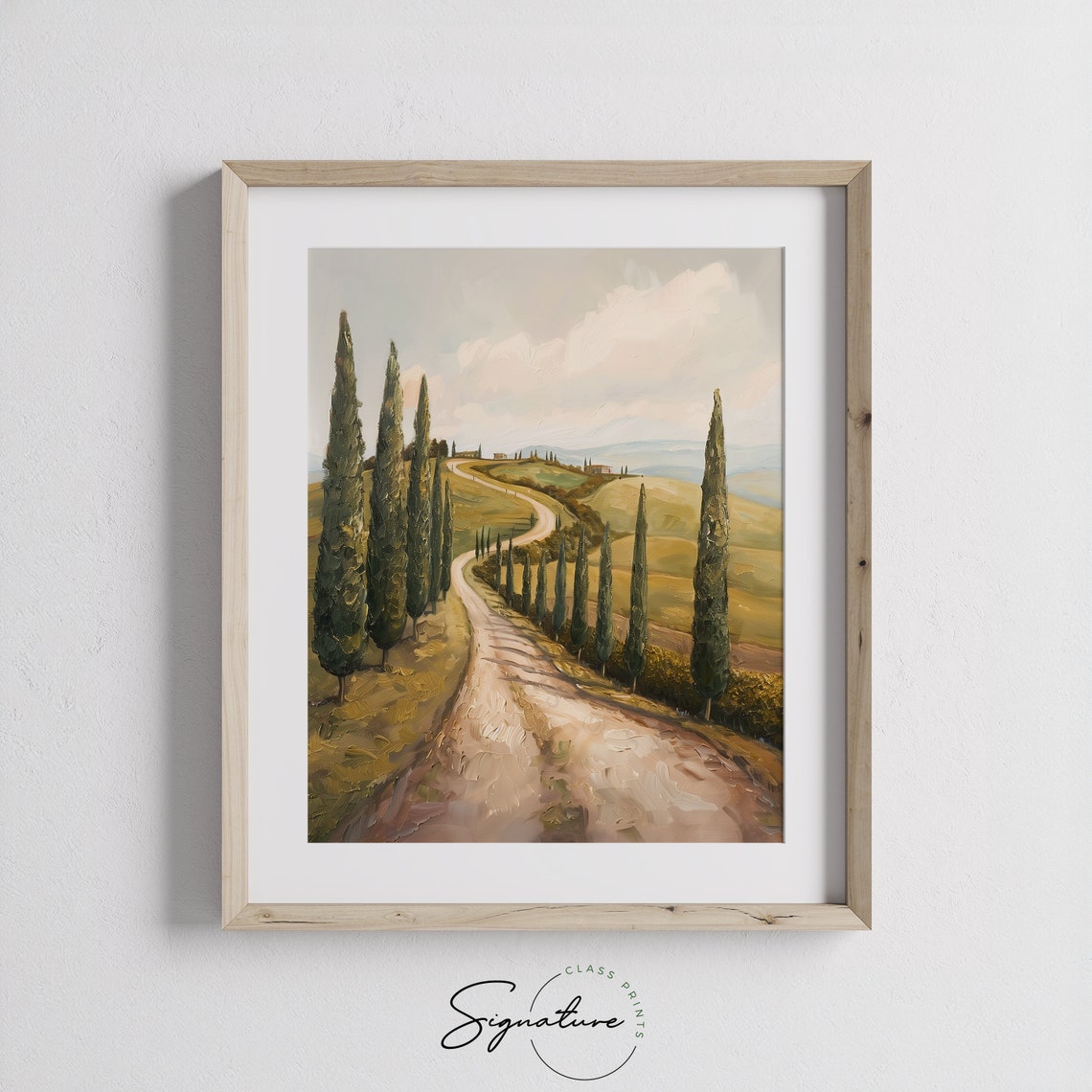 Tuscan Road Tranquility Cypress Tree Lined Pathway Art Rustic Landscape Warm Toned Wall Decor Countryside Home Artwork 273 - Image 3