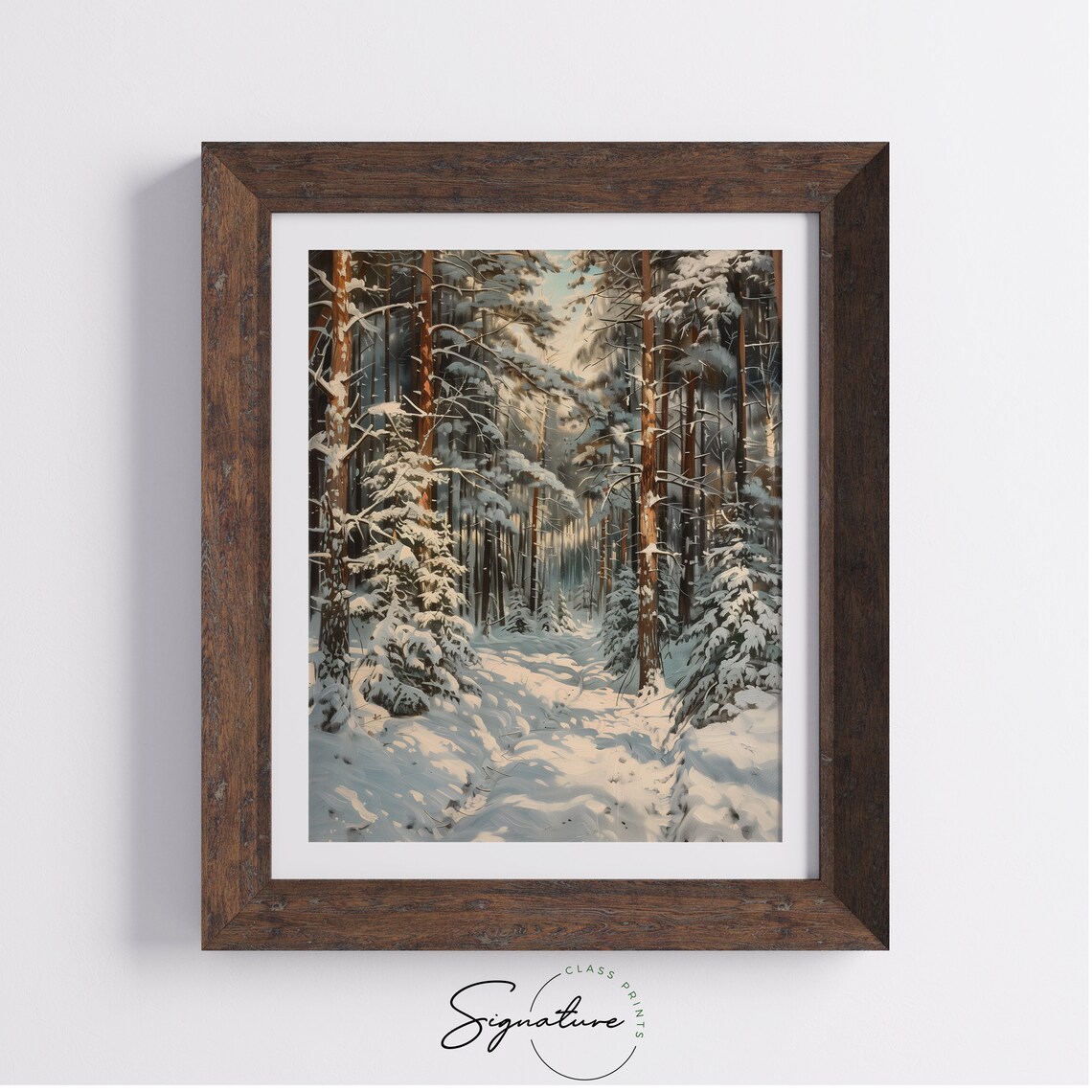 Pine Forest Painting, Winter Woodland Landscape Print - Image 4
