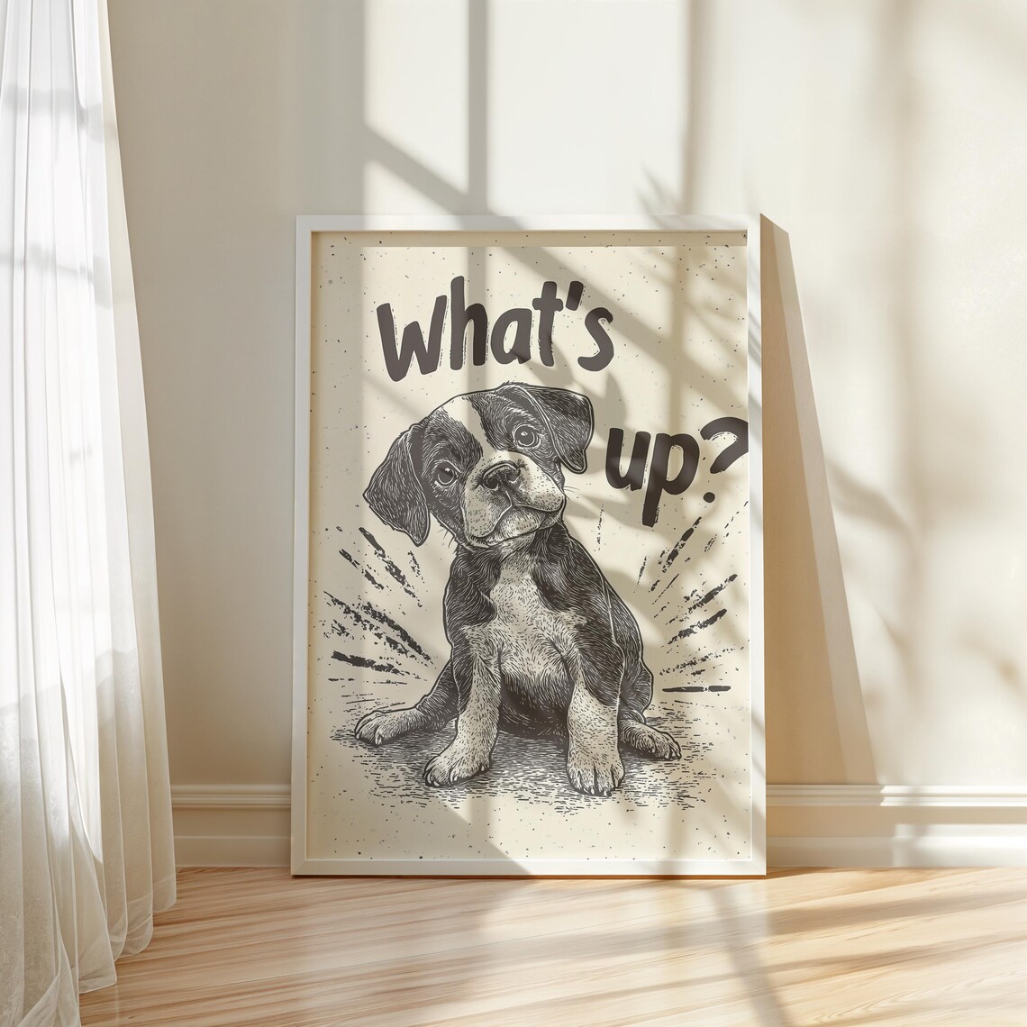Cute What's Up Puppy Sketch Playful Puppy Vintage Dog Poster - Image 5