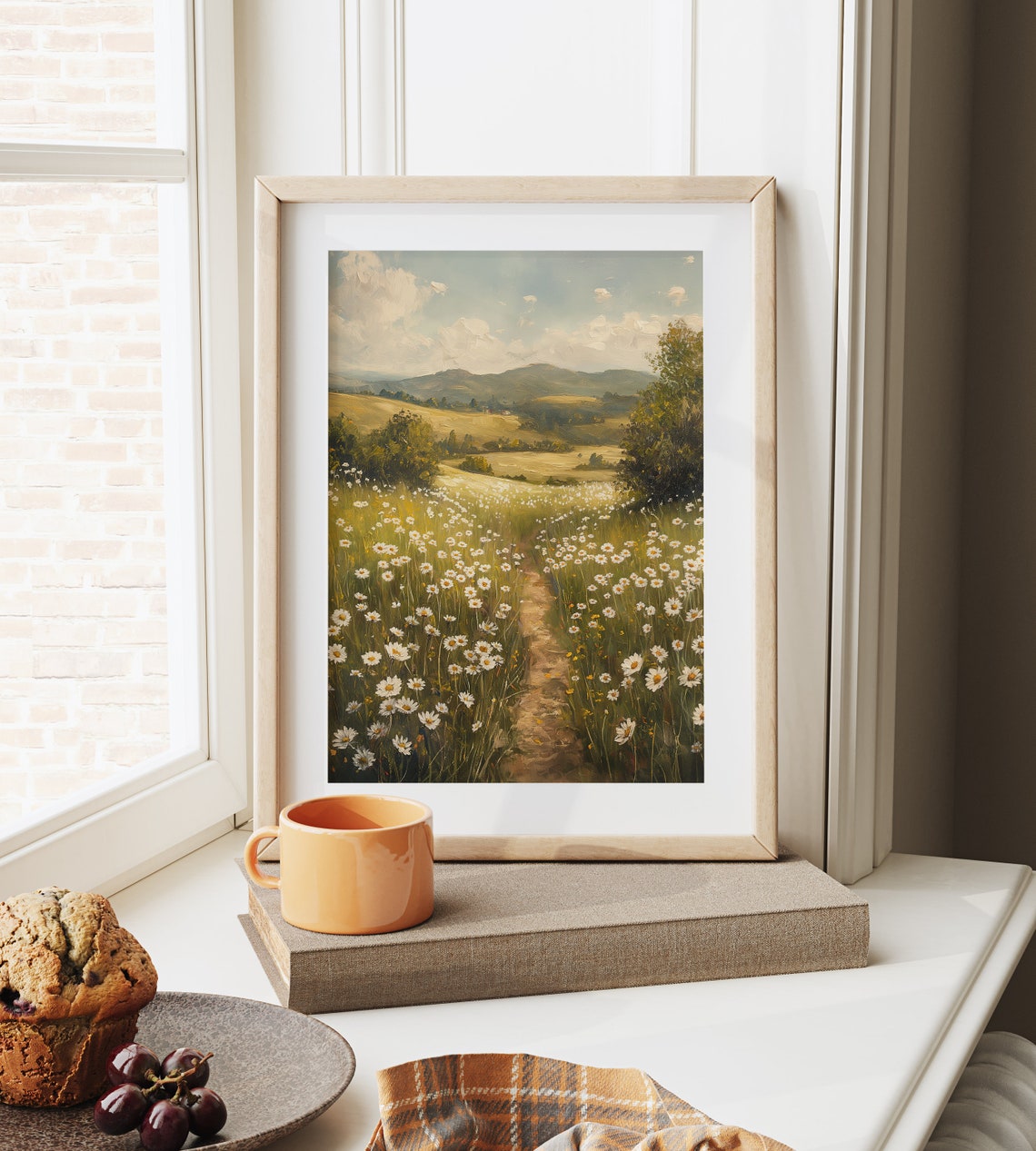 Chamomile Meadow Path Rolling Golden Hills Summer Landscape Poster - Image 6