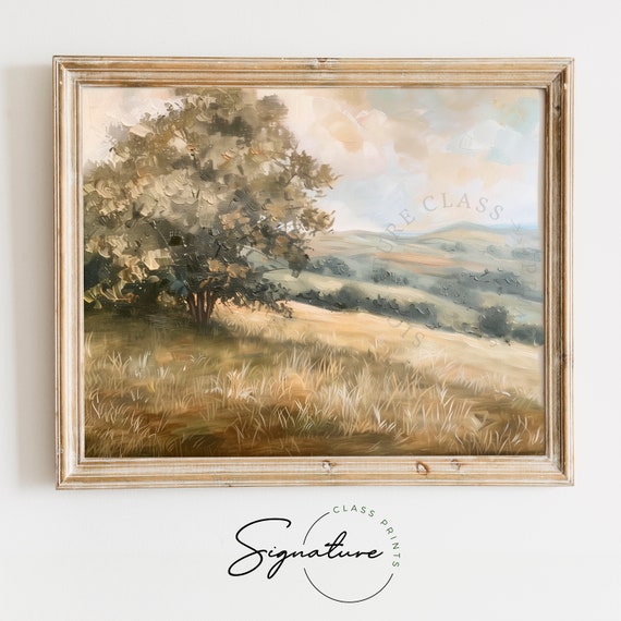 Pastoral Meadow Landscape Wall Art Tranquil Field And Skyscape Wall Decor Countryside Scenery Vintage Farmhouse Decor 601