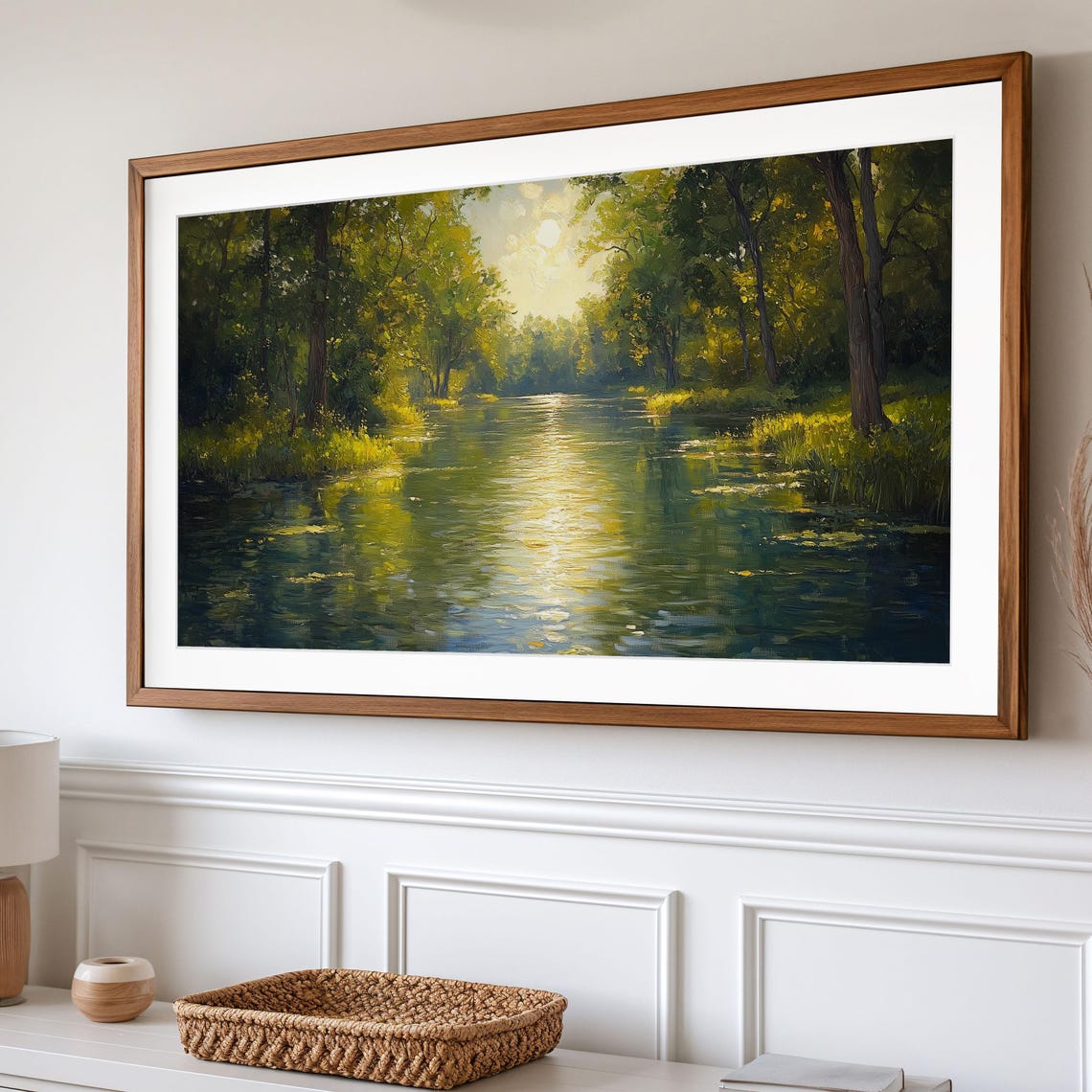 Forest River Landscape Tv Art Serene Nature Scene Frame Tv Art Rustic Wall Decor 3520 - Image 2