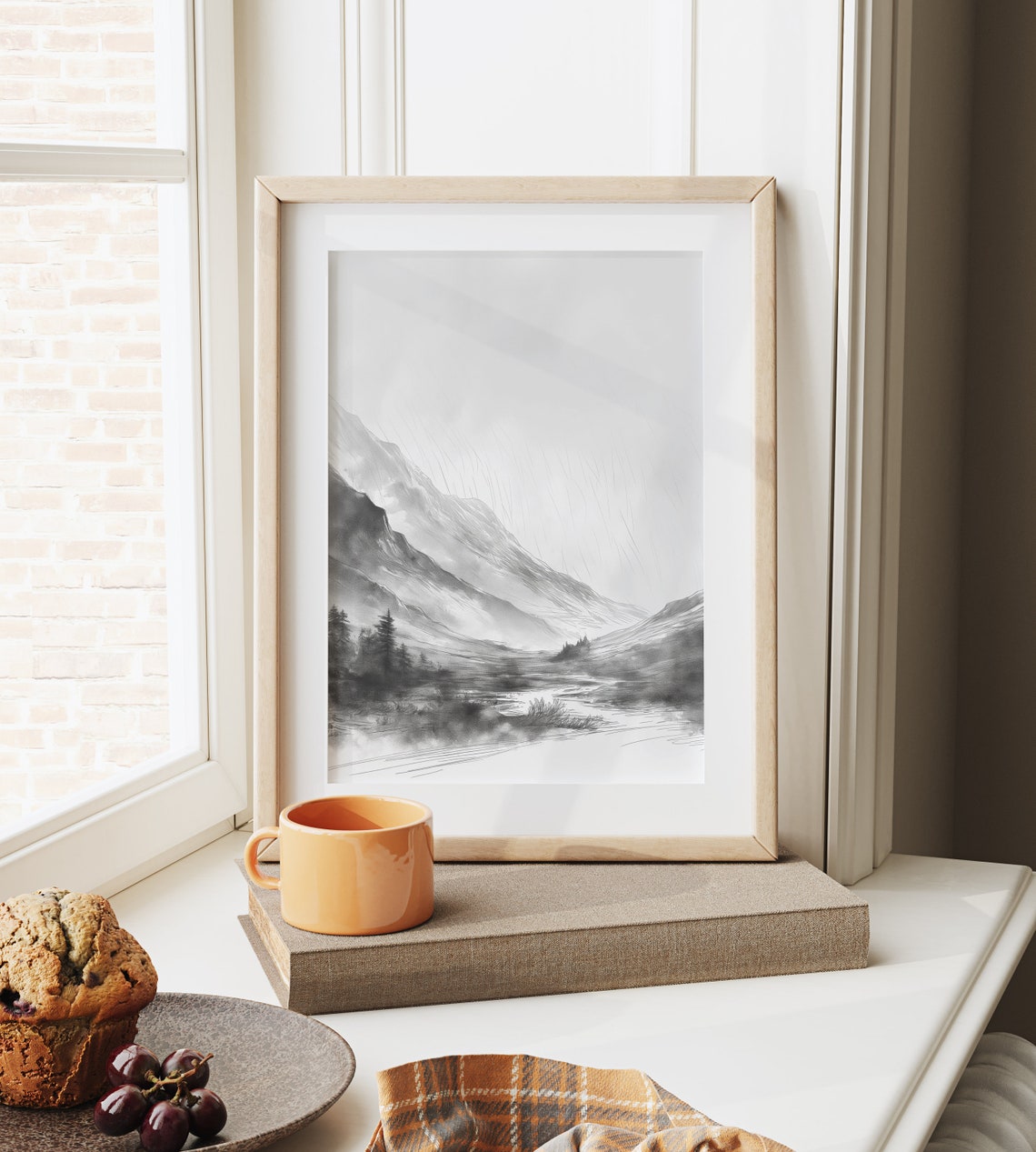 Rain Shower Over High Mountain Pass Ink Wash Storm Art Poster - Image 6