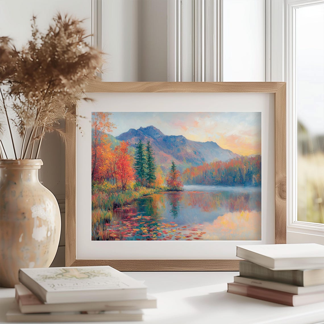 Mountain Lake Shimmering With Autumn Colors at Daybreak Poster - Image 2