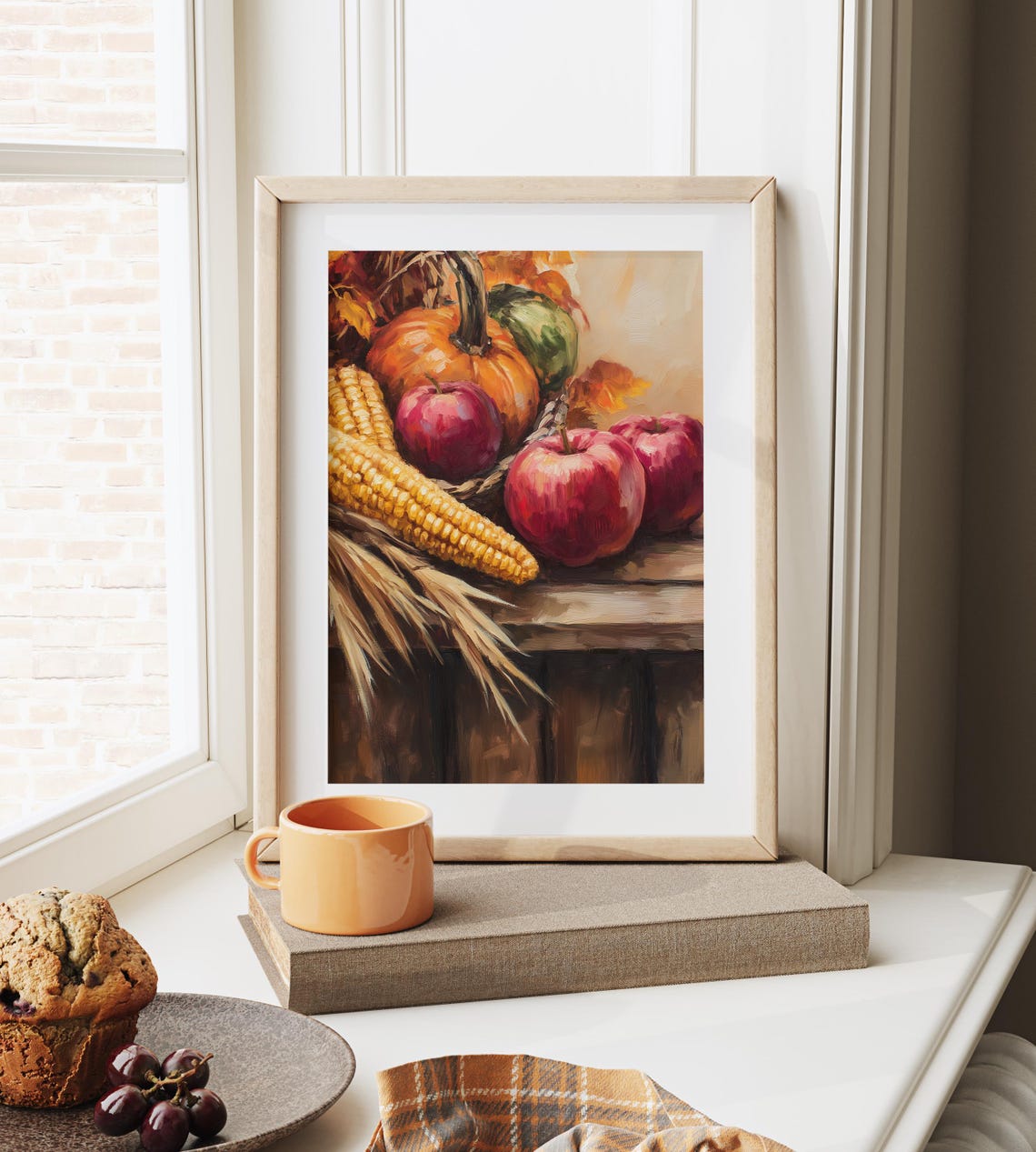 Harvest Still Life With Corn Pumpkins And Apples Autumn Poster - Image 6
