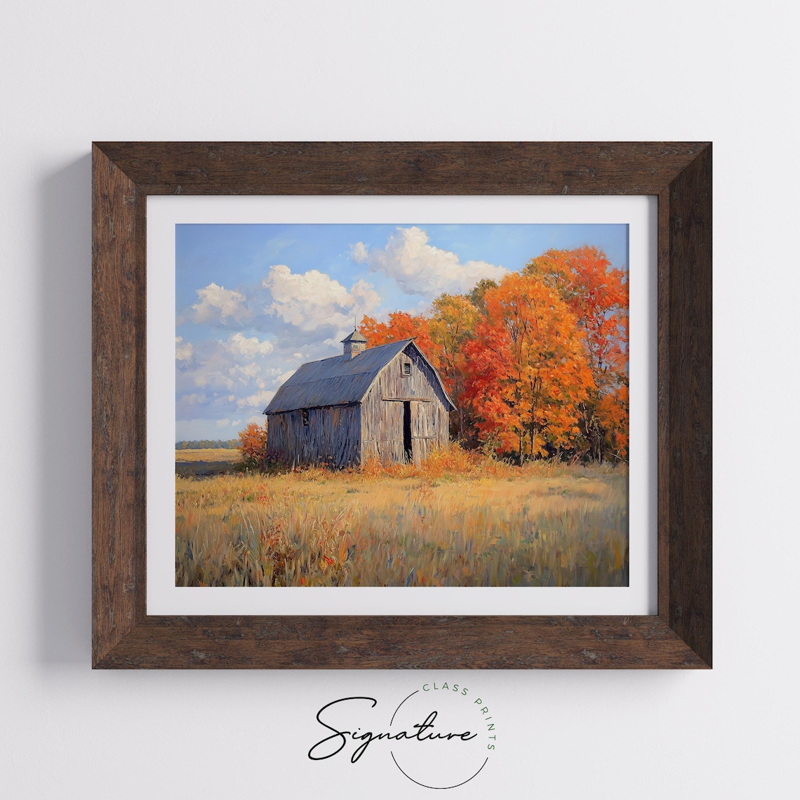 Weathered Wooden Barn Golden Field Autumn Trees Rustic Poster - Image 5