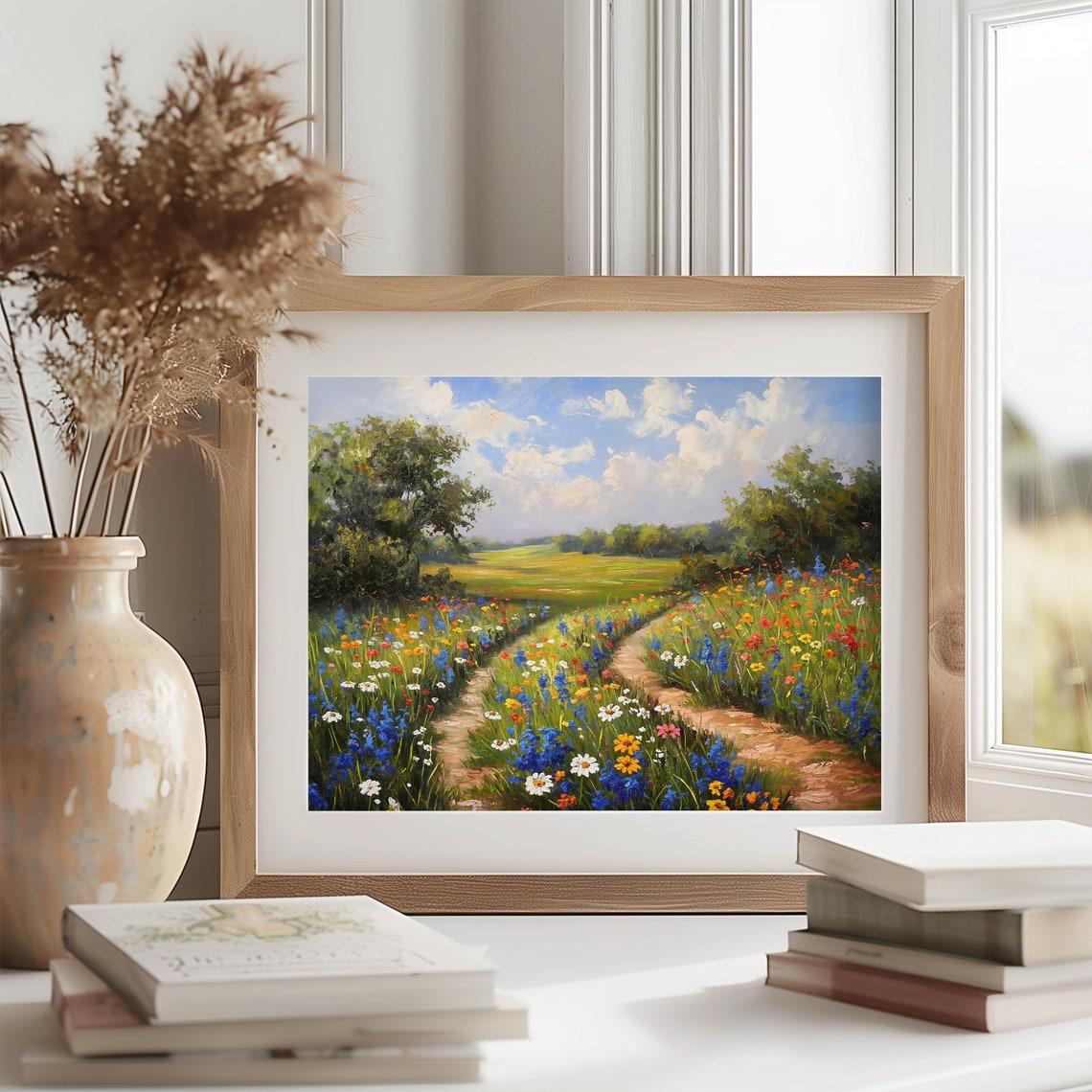 Wildflower Meadow With Winding Path Impressionist Summer Poster - Image 2