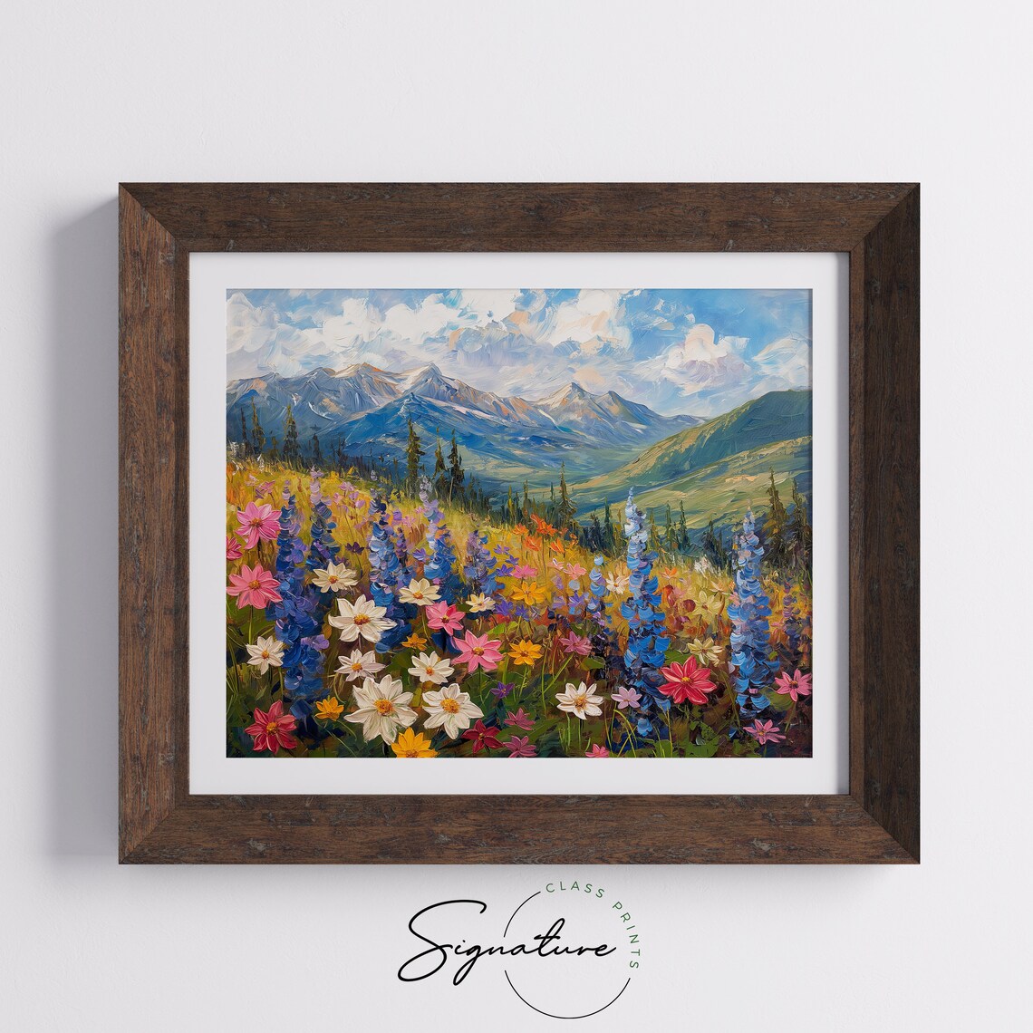 Mountain Meadow In Full Bloom Colorful Wildflower Oil Poster - Image 5