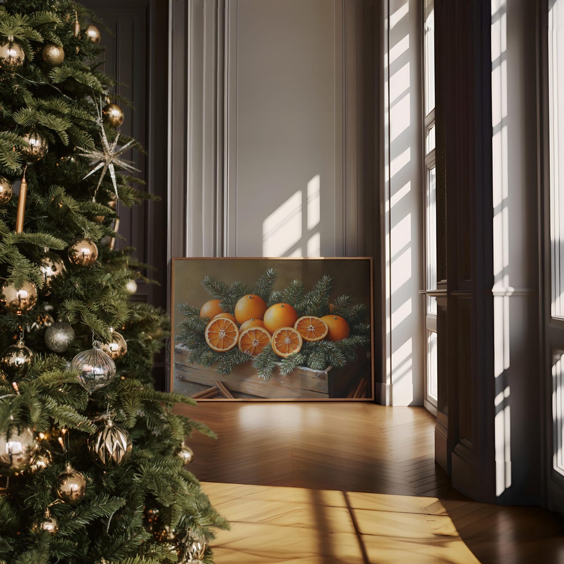 Oranges With Pine And Cinnamon Rustic Christmas Still Life Poster - Image 6