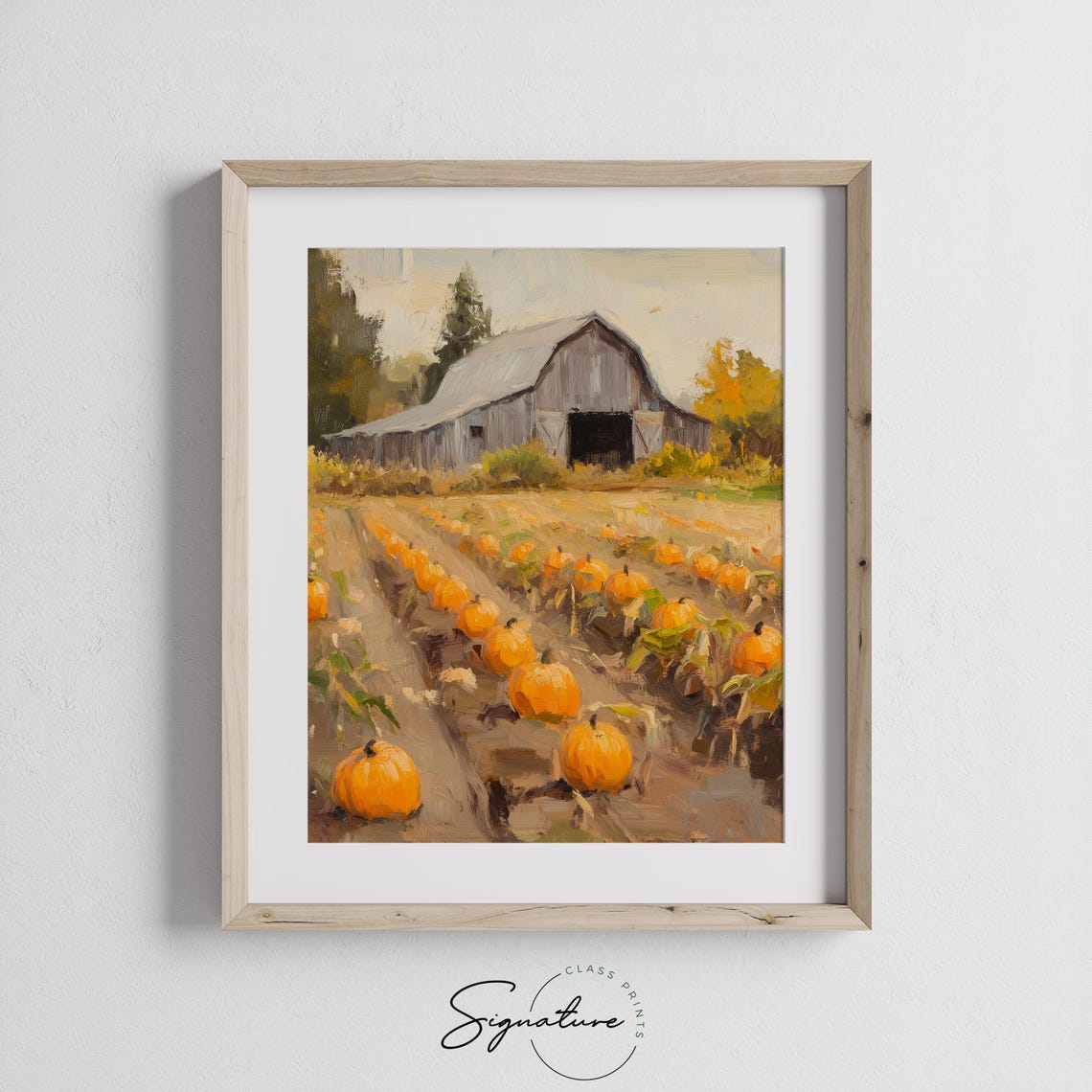 Pumpkin Patch Harvest Gray Barn Autumn Season Painting Print - Image 3