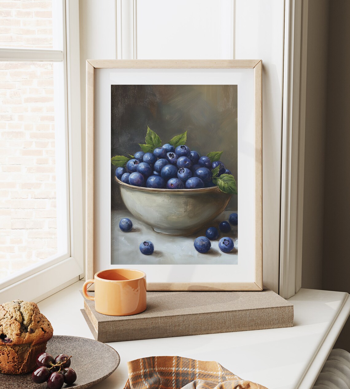 Porcelain Bowl of Fresh Blueberries Classic Still Life Poster - Image 6