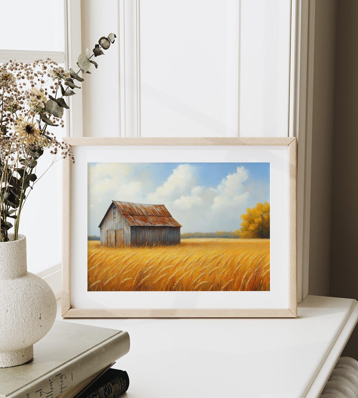 Old Barn Rusty Roof Wheat Field Oil Painting Rustic Farm Poster - Image 6