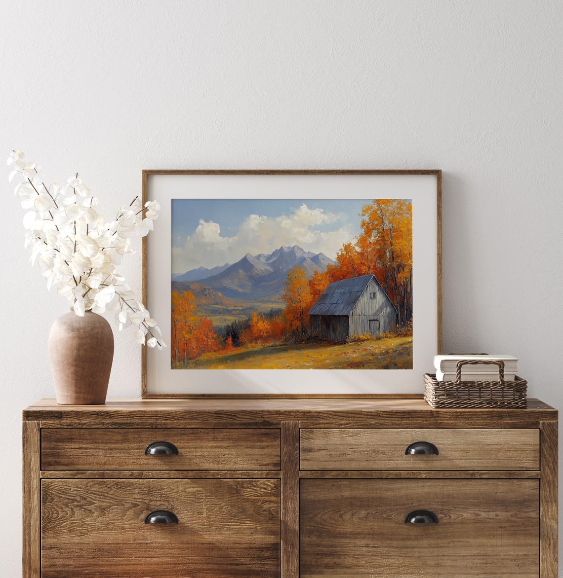Old Gray Barn Among Orange Aspen Trees Under Mountain Peaks Poster - Image 3