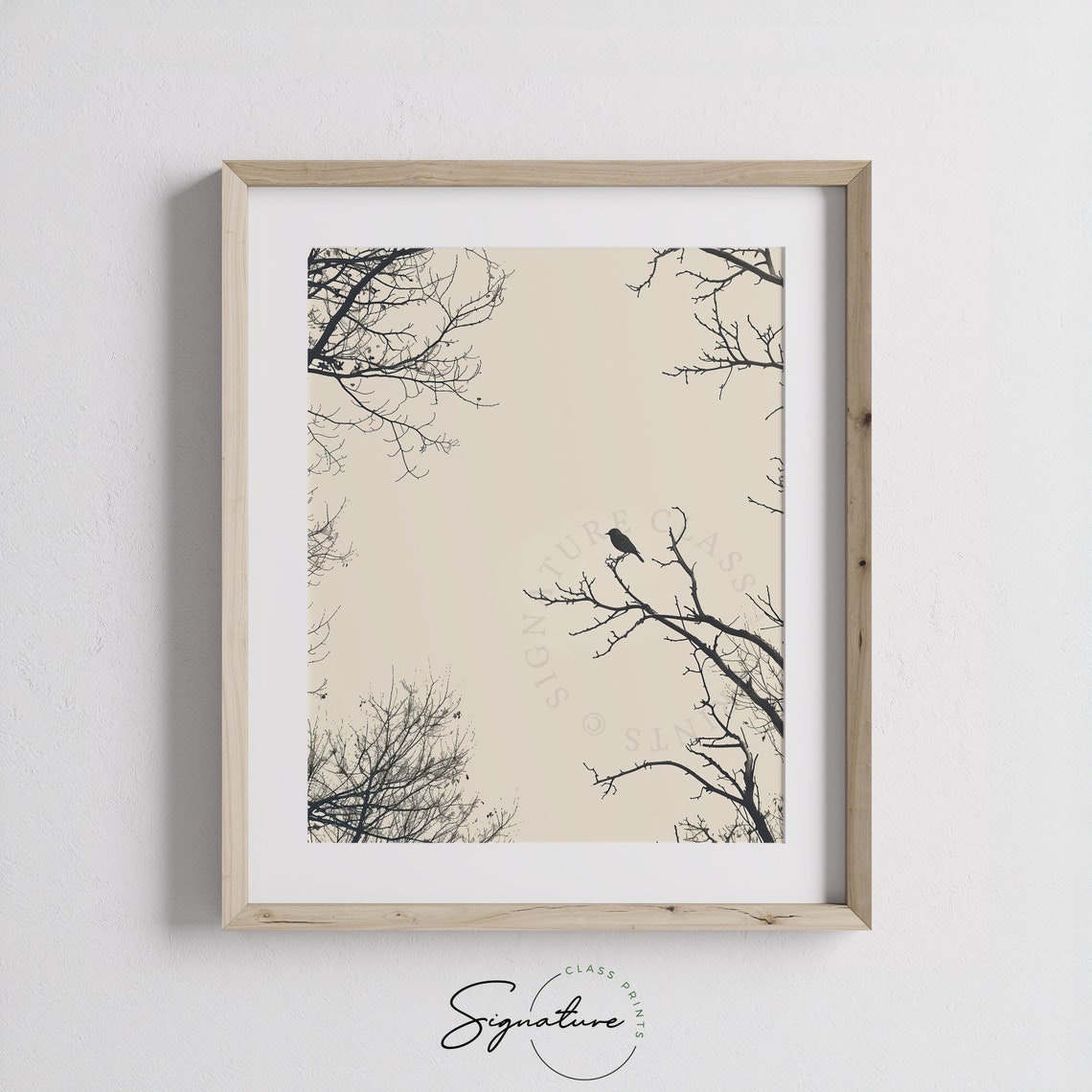 Lone Bird On Bare Branches Minimalist Winter Silhouette Poster - Image 3
