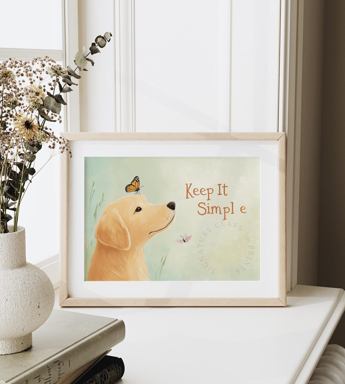 Keep It Simple Golden Retriever Puppy With Butterflies Wall Art - Image 6