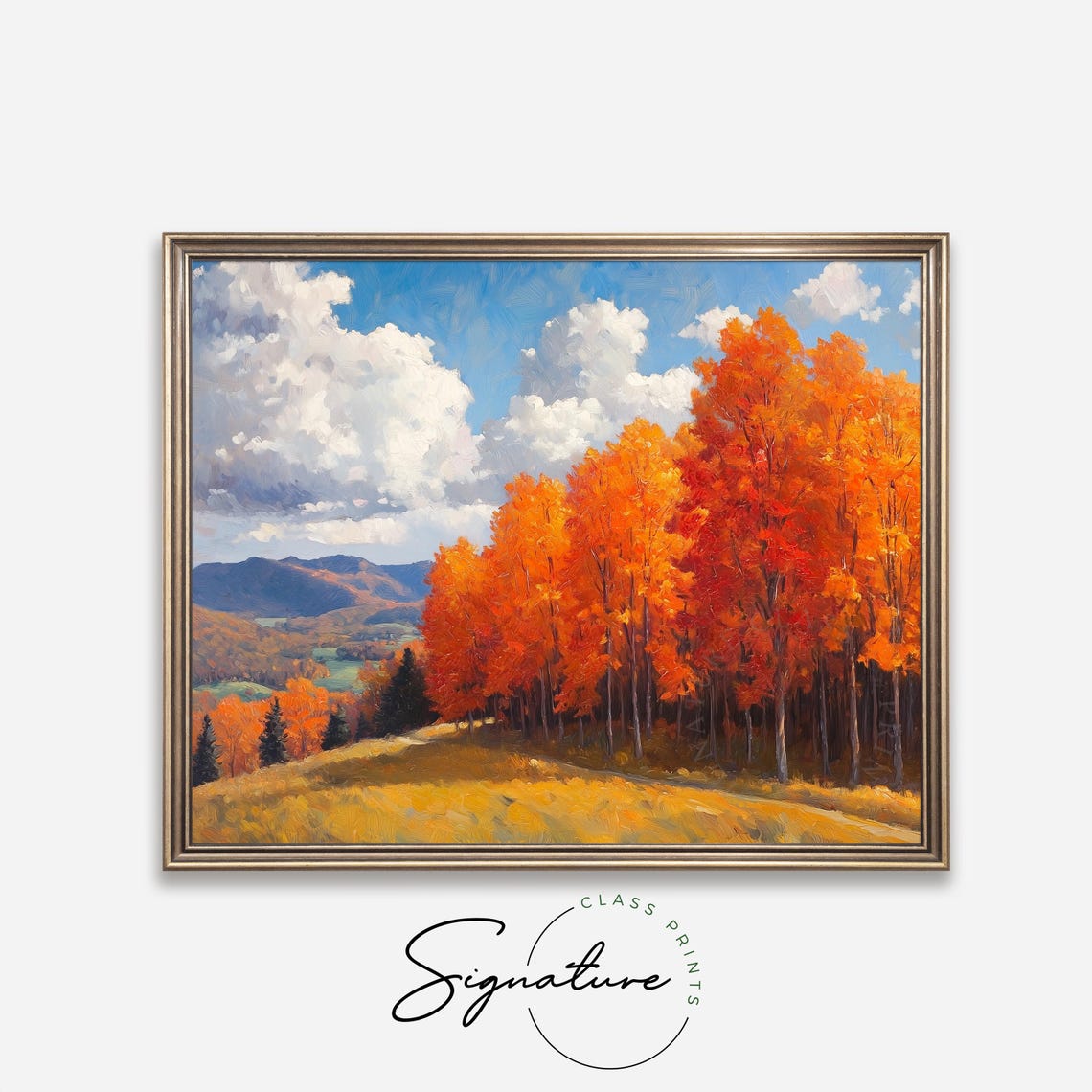 Autumn Maple Trees Fiery Hillside Mountain View Fall Foliage Poster - Image 4