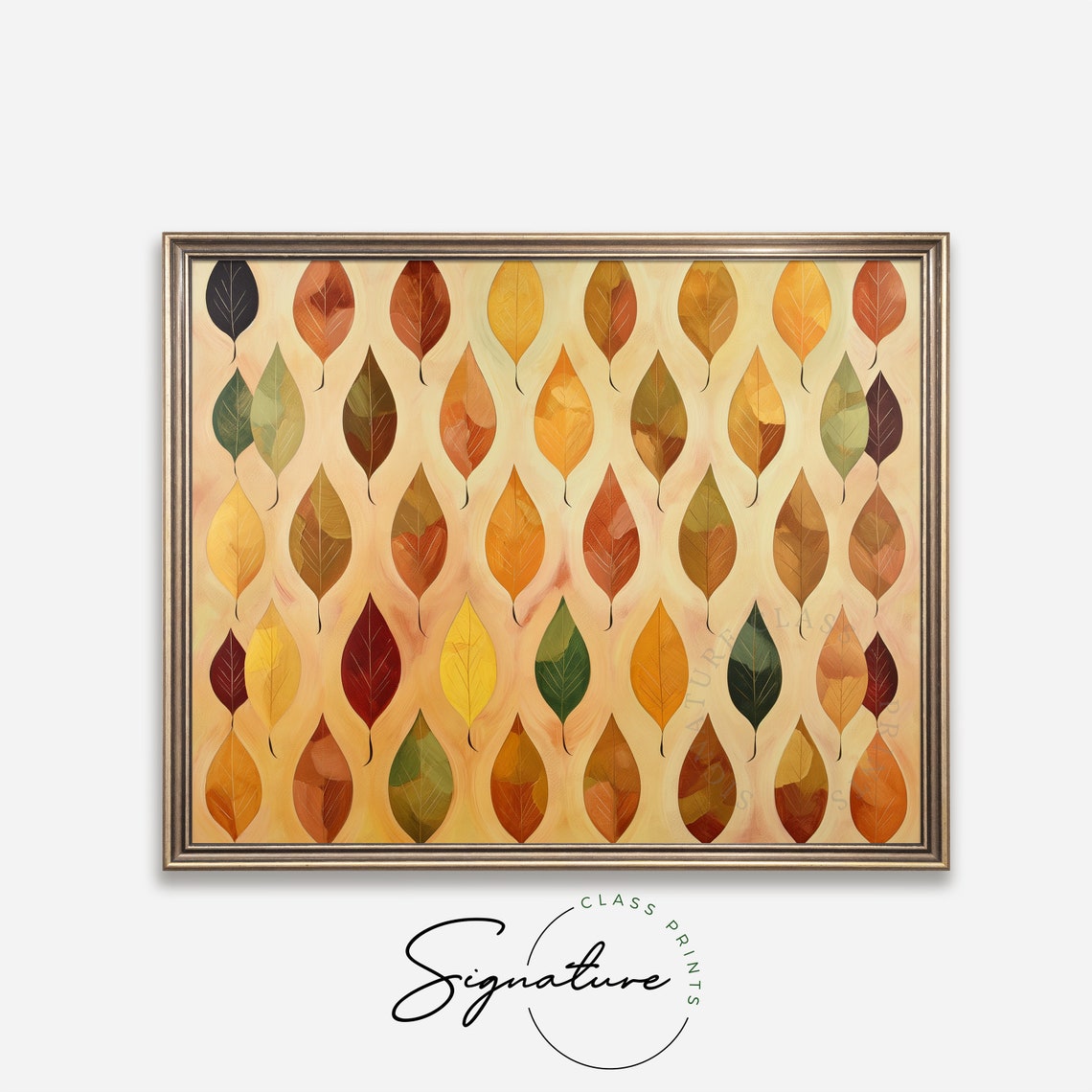 Abstract Leaves Pattern Fall Foliage Repeating Leaf Design Art Poster - Image 4