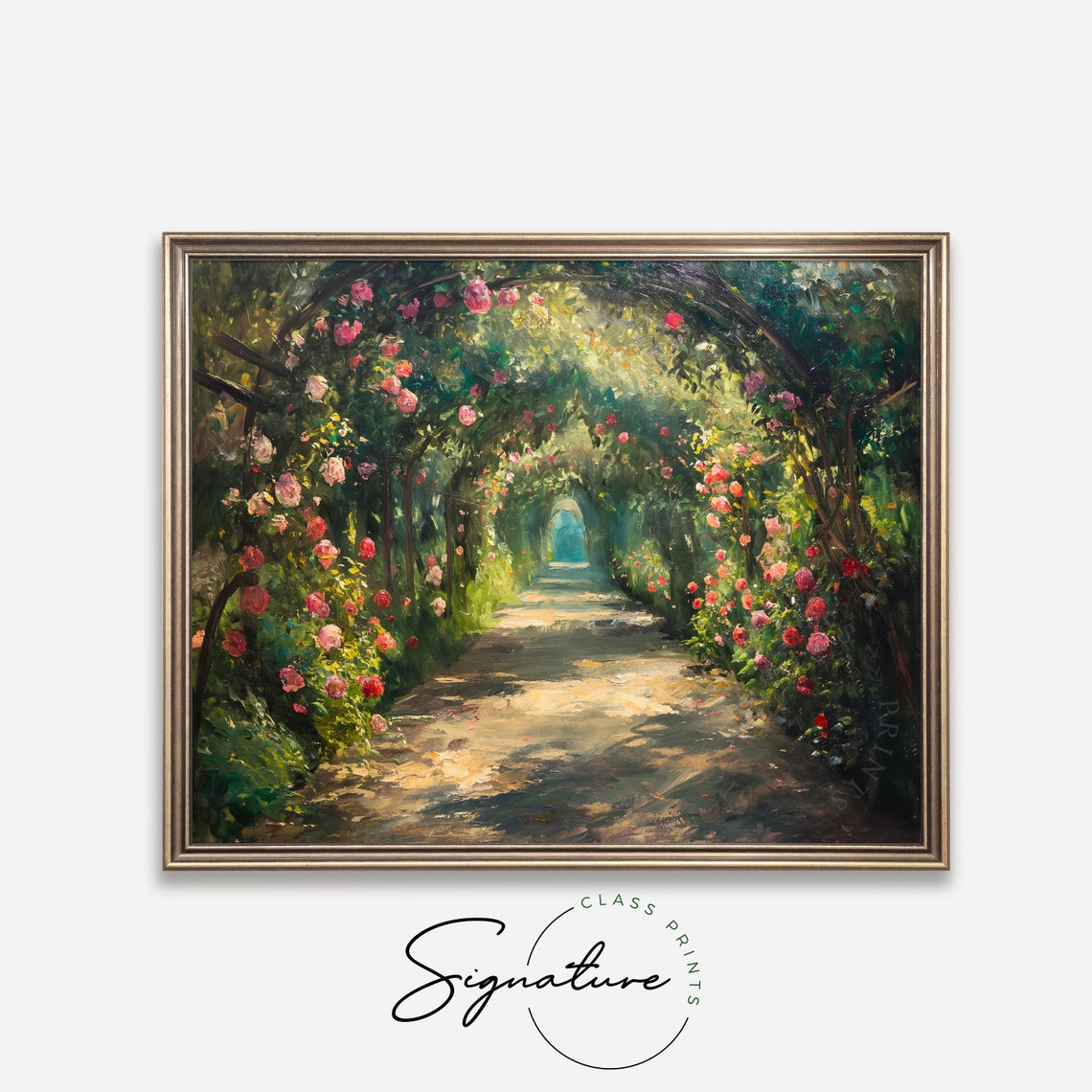 Rose Arches Over Garden Path Impressionist Floral Scene Poster - Image 4