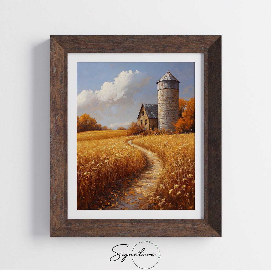 Rustic Silo Small Barn Golden Field Winding Path Autumn Farm Poster - Image 4