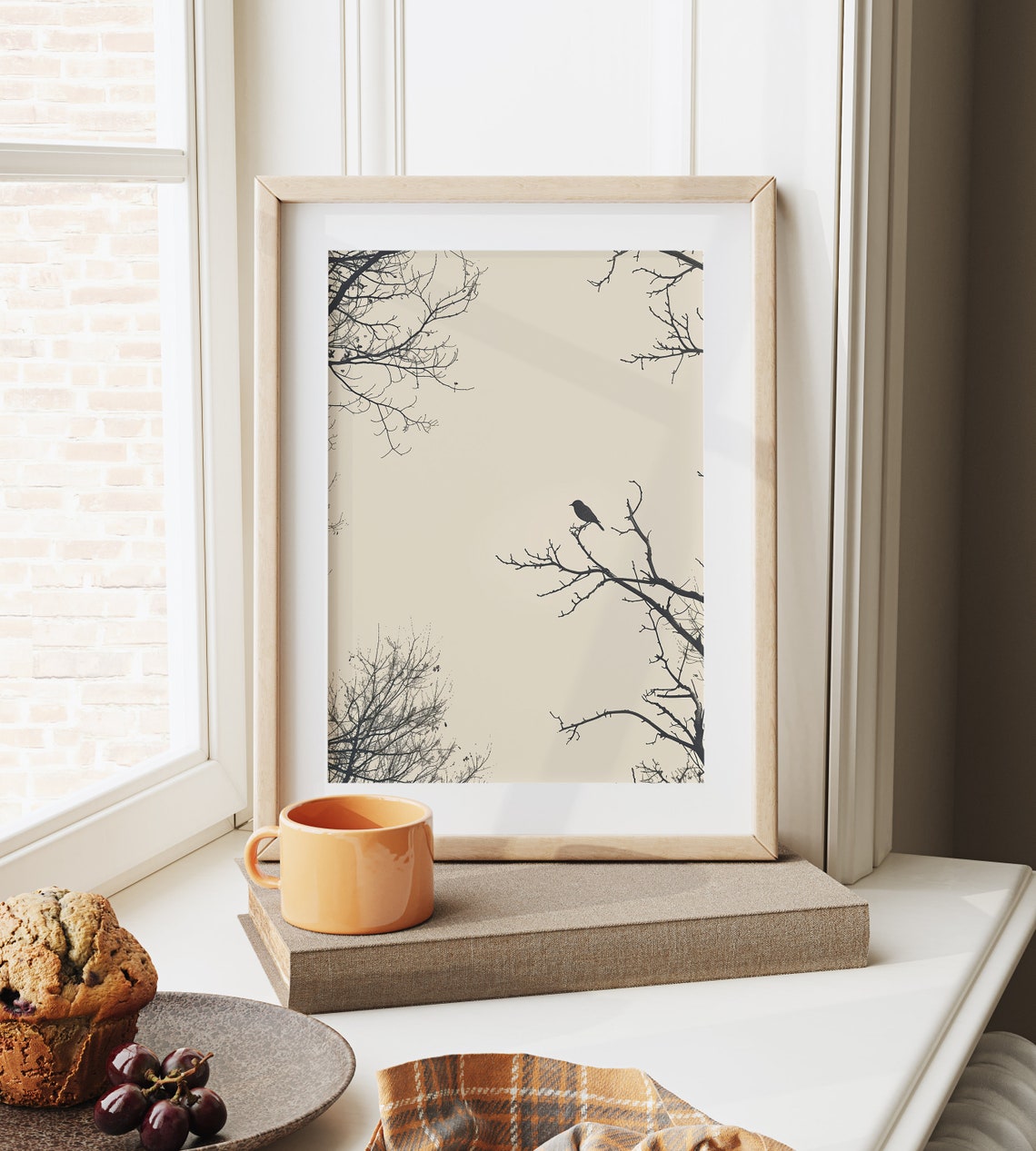 Lone Bird On Bare Branches Minimalist Winter Silhouette Poster - Image 6