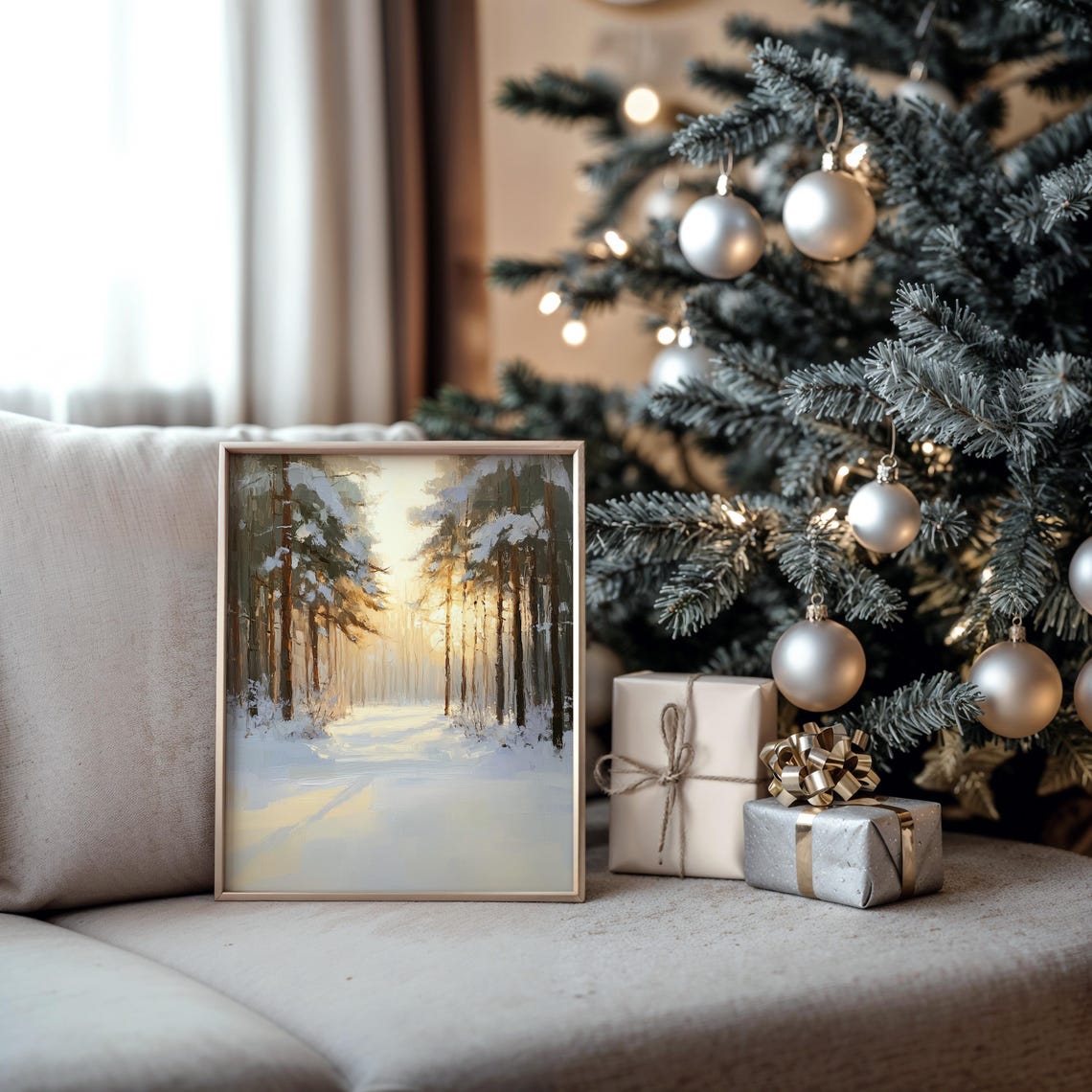 Sunlit Snowy Pine Grove With Soft Winter Forest Light Poster - Image 5