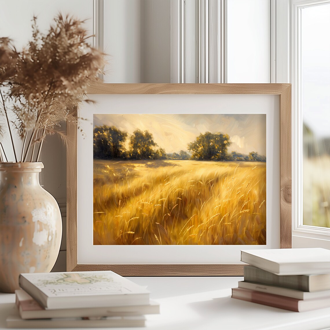 Afternoon Barley Field Painting, Rustic Farmhouse Art Print - Image 2
