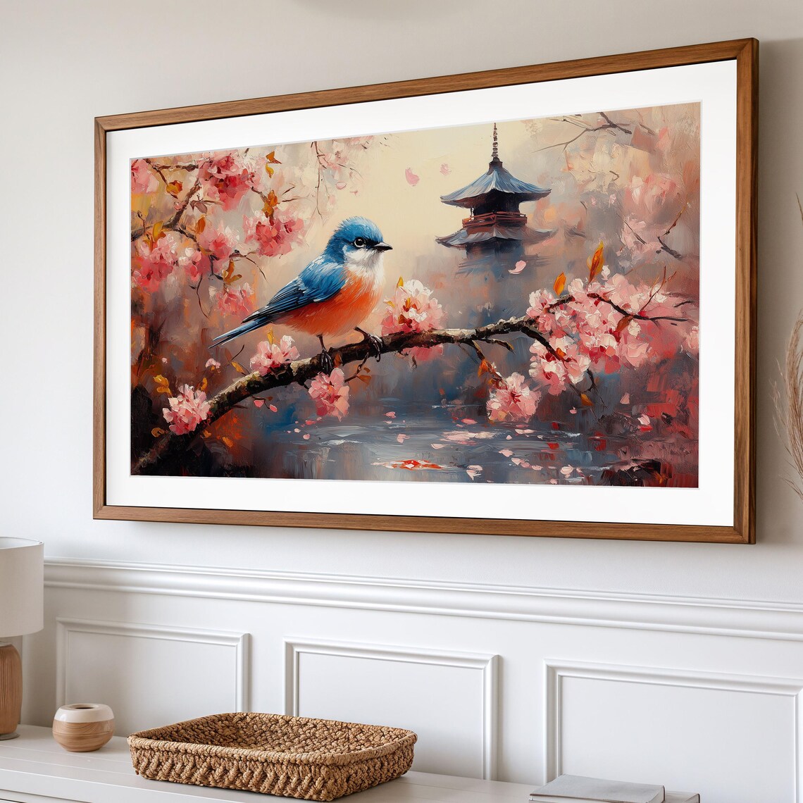 Bluebird On Cherry Blossom Branch By Pagoda Lake Travel Poster - Image 2