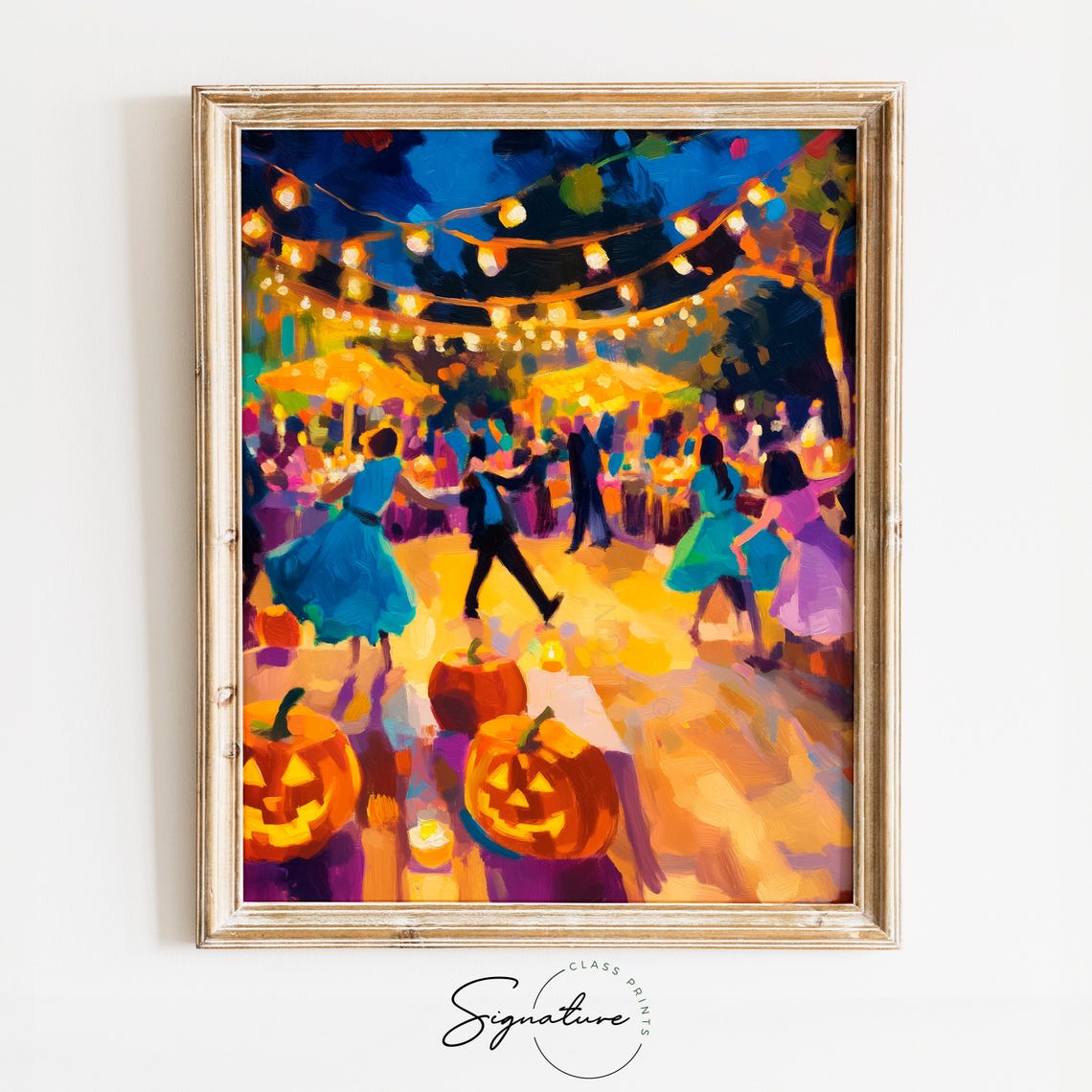 Fall Festival Night Dance String Lights Jack O Lanterns Poster