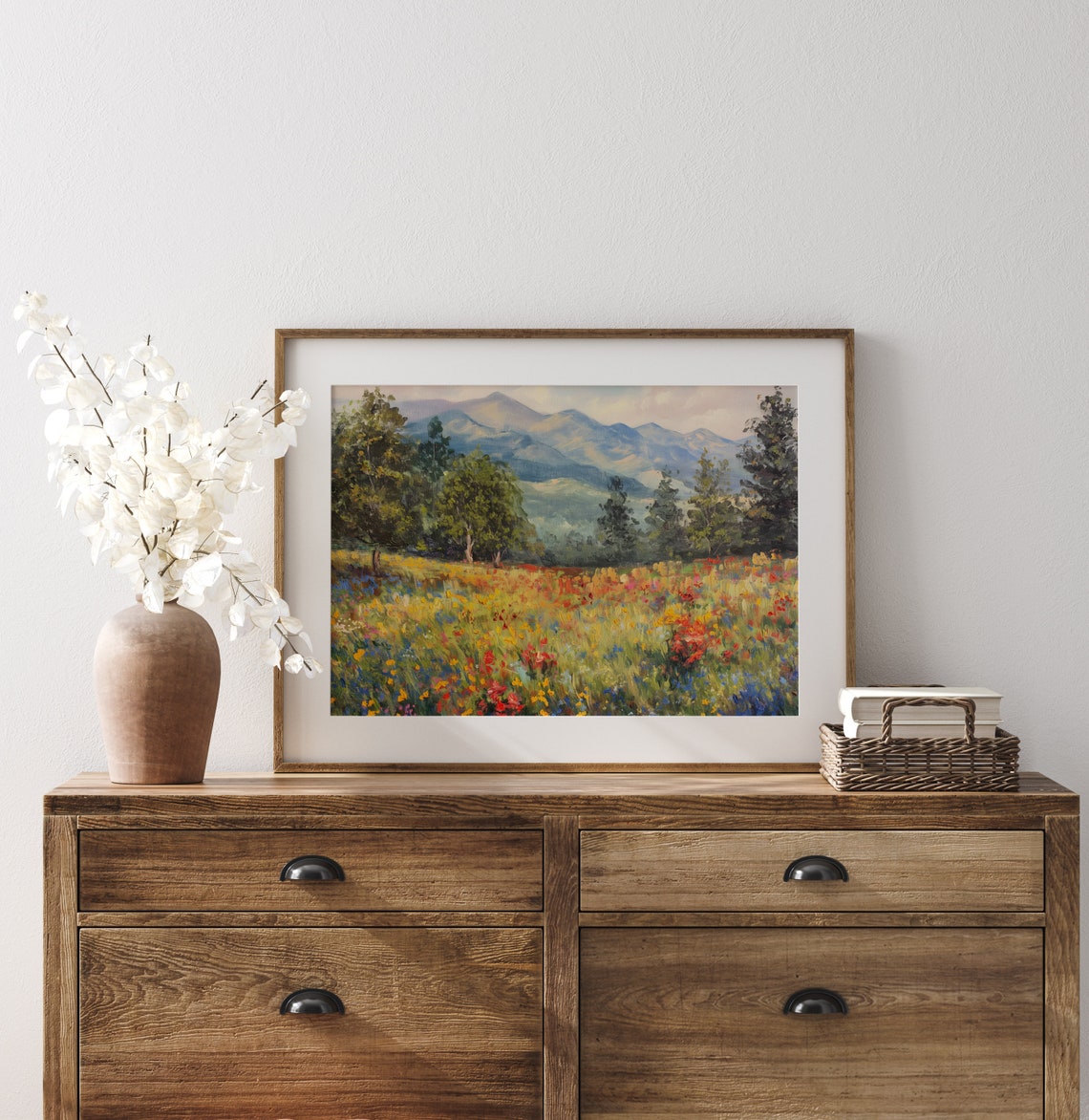 Mountain Meadow In Full Bloom Impressionist Flower Landscape Poster - Image 3