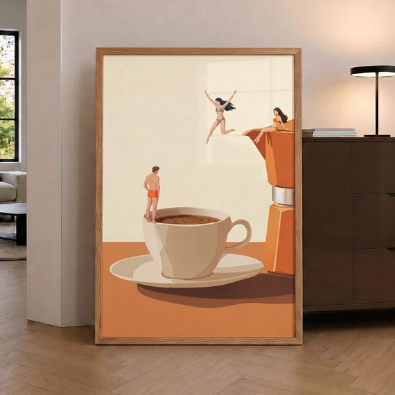Coffee Adventure Print Trendy Kitchen Poster Lover Prints Espresso Wall Art Good Morning Optional Frame