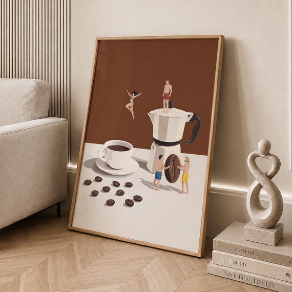 Coffee Adventure Print Trendy Kitchen Poster Lover Prints Wall Art Espresso Good Morning Optional Frame