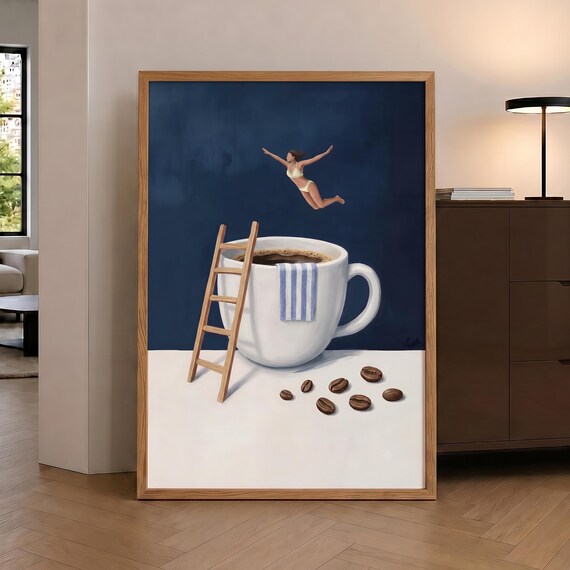 Coffee Diver Good Morning Poster, Espresso Art Print
