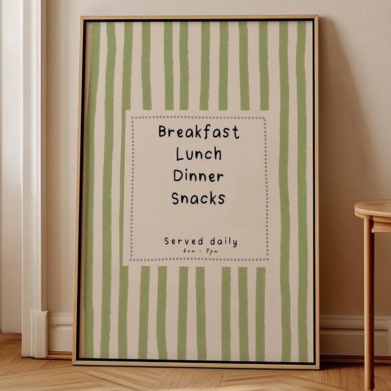 Breakfast Lunch Dinner Cafe Print Cute Food Art Kitchen Coffee Bar Decor Modern Wall Trendy Dining Room Poster Gift