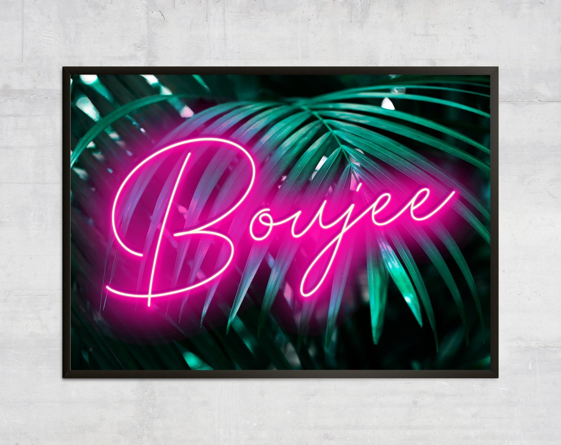 Boujee Tropical Pink Neon Text Poster