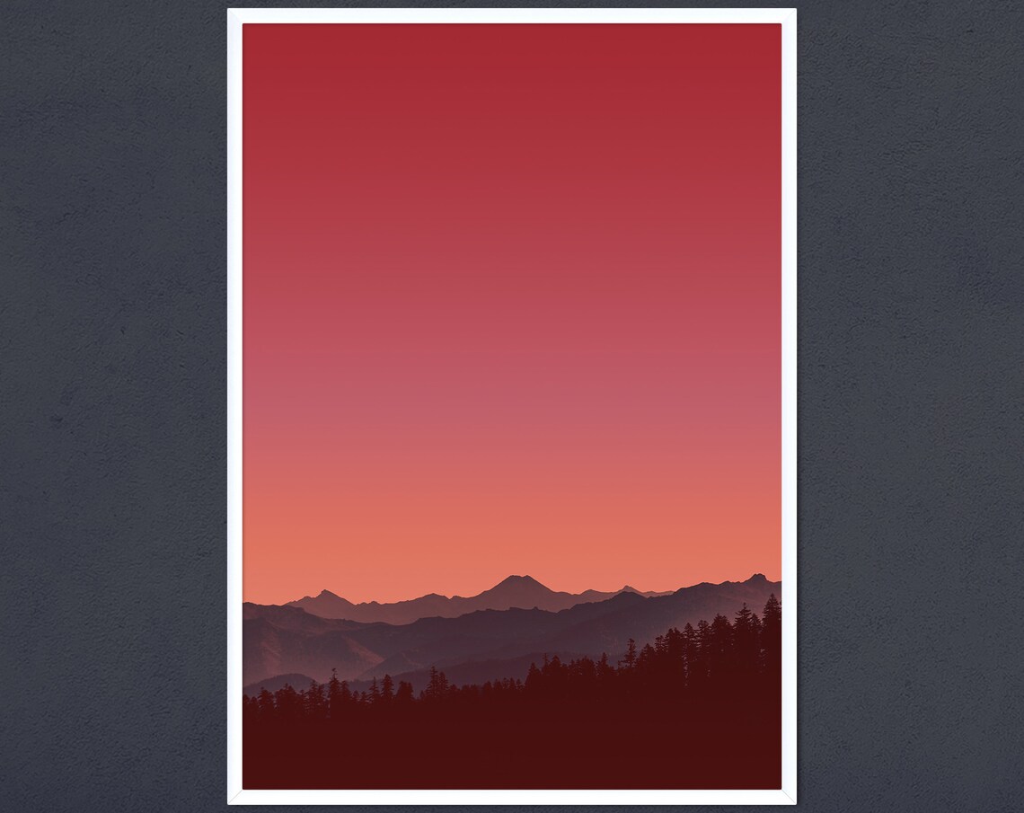 Red And Orange Sunset Minimalist Landscape Art Print