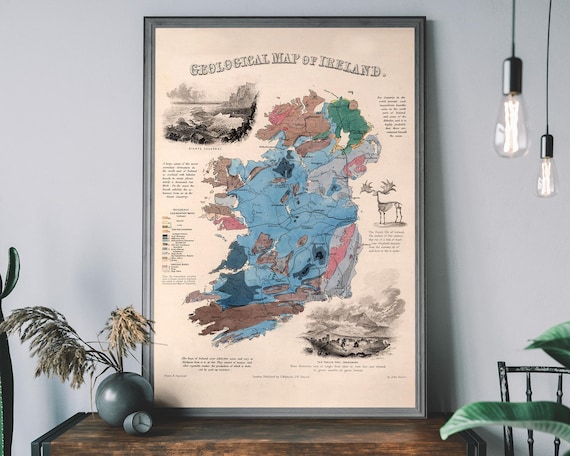 Geological Map Of Ireland Vintage Travel Poster