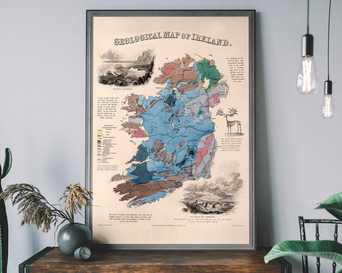 Geological Map Of Ireland Vintage Travel Poster