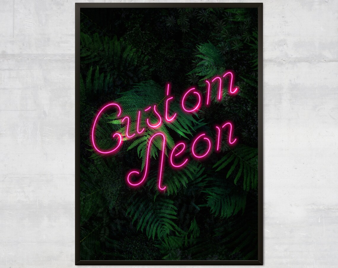 Personalised Pink Neon Floral Script Art Print