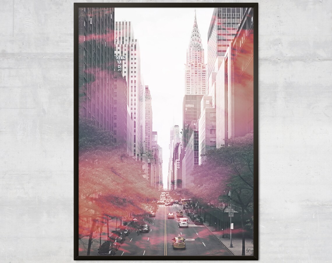 New York Streets NYC Travel Poster, City Skyline