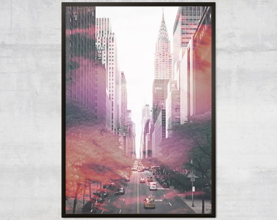New York Streets NYC Travel Poster, City Skyline