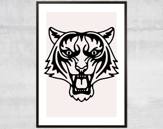 Tiger Art Print Minimalist Bohemian Decor Animal Prints Nursery Wall Safari Jungle Poster Gift