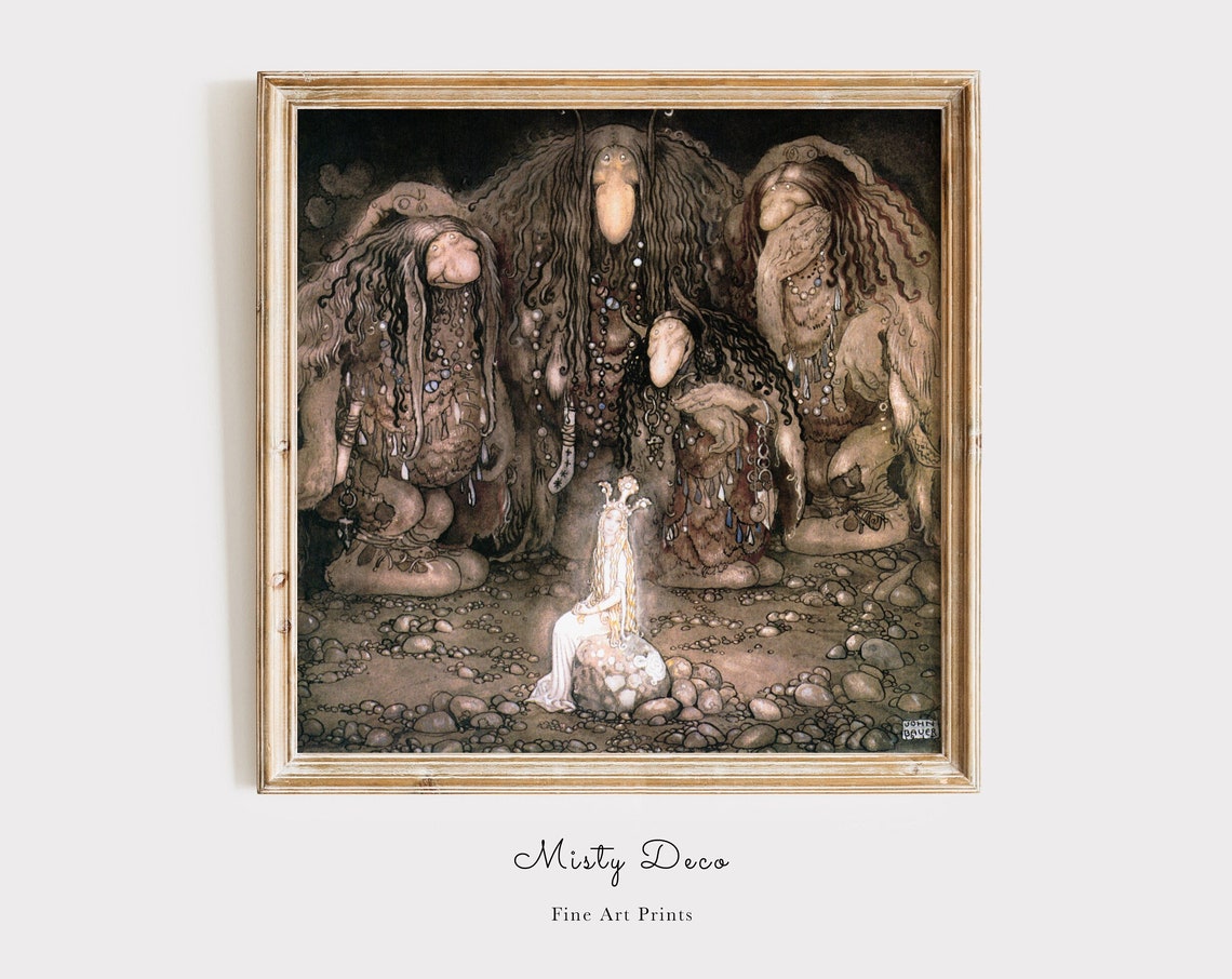 John Bauer Trolls And The Princess Vintage Fairy Tale Art Print