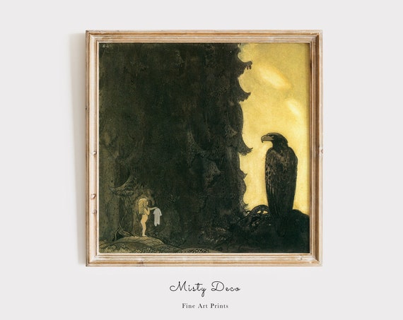 Rare John Bauer Fine Art Print Folktale Wall Fairytale Vintage Poster Folklore Fairy Tale Decor Golden Age Of Illustration