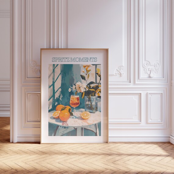 Spritz Moments Painterly Still Life Poster Orange Cocktail Table Art