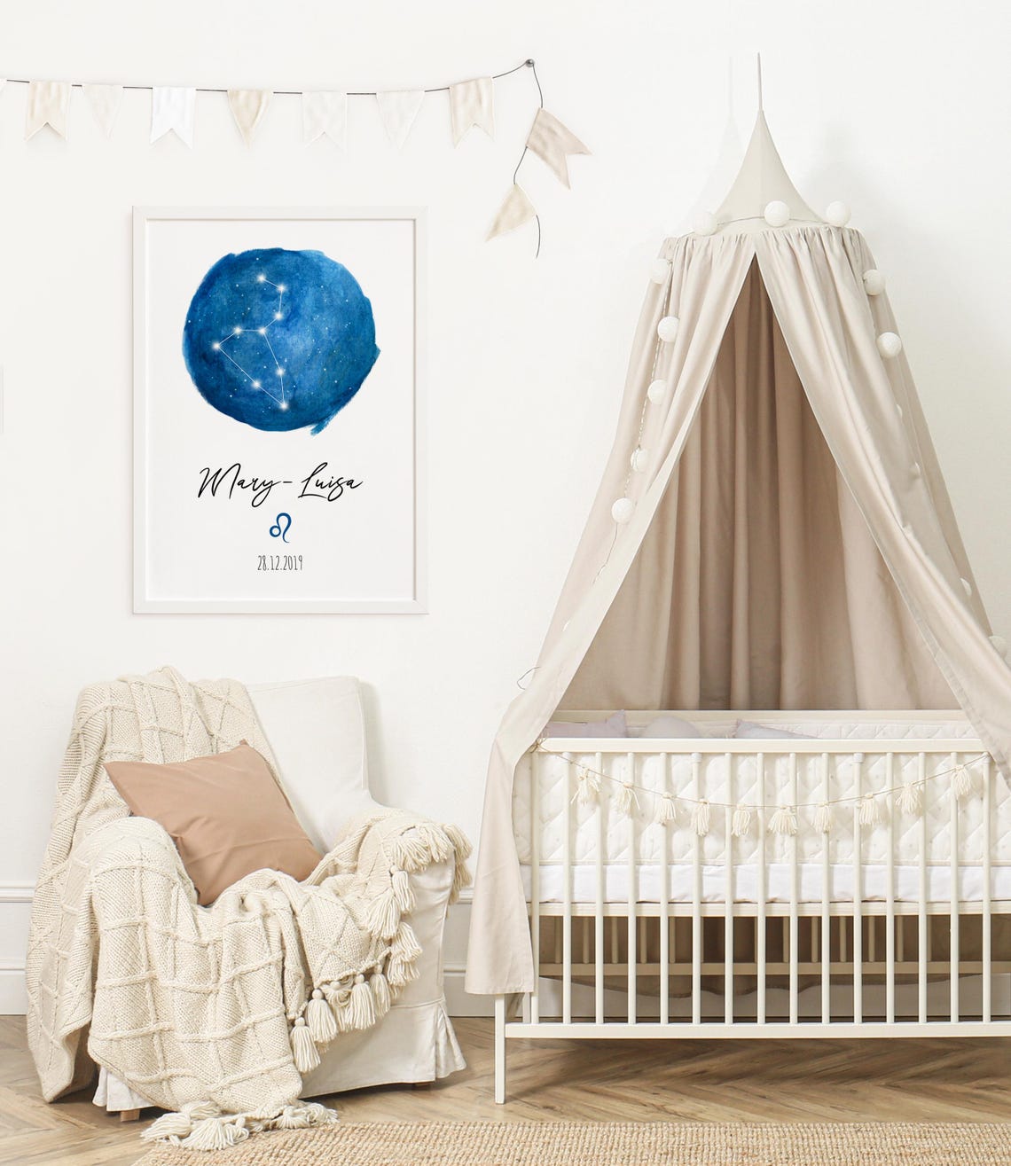Leo Constellation Blue Circle Personalized Name Star Gift Poster - Image 2