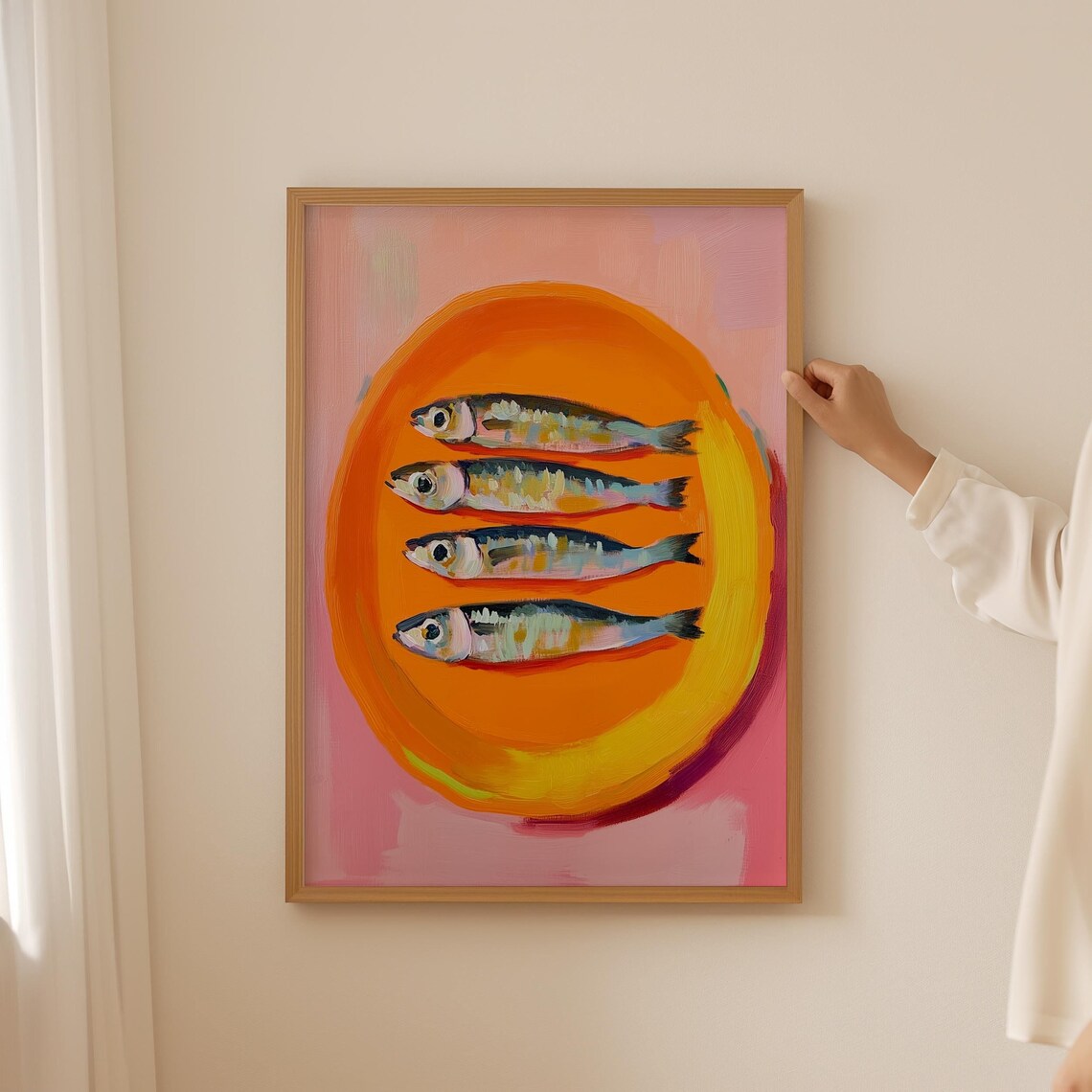 Sardine Oil Poster, Funky Fish Bathroom Art