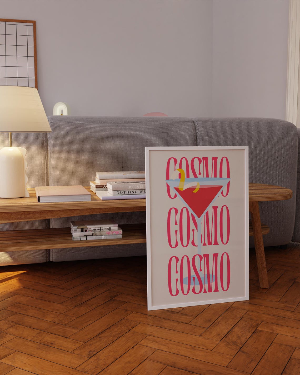 Cosmo Pink Typography Cocktail Poster Martini Glass Pop Art Decor - Image 5
