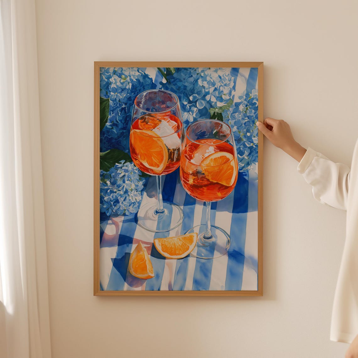 Aperol Spritz Two Glasses No Text Summer Cocktail Art Poster