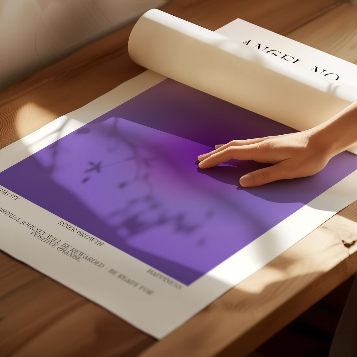 Angel Number 777 Purple Aura Spiritual Meaning Numerology Poster - Image 3